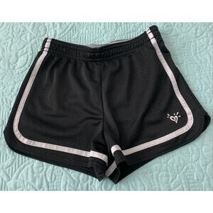 JUSTICE  MID-RISE SHORTS, KIDS, UNISEX, 8, BLACK, WHITE TRIM, ELASTIC WAIST